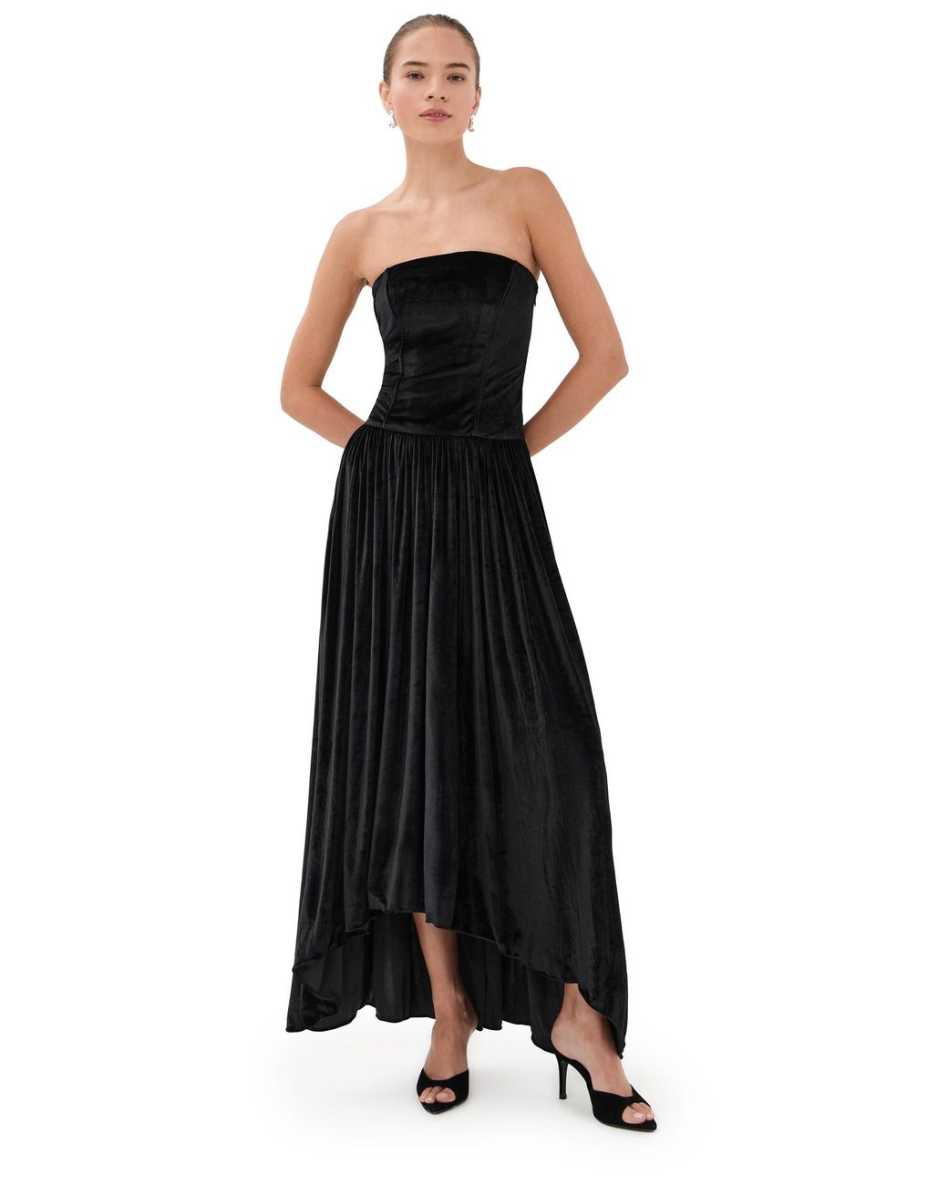 Azeeza Nayara Velvet Midi Dress in Black | Lyst