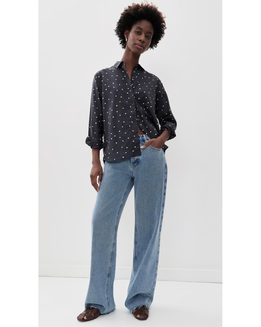 Marine Layer Black Jane Relaxed Button Down Shirt