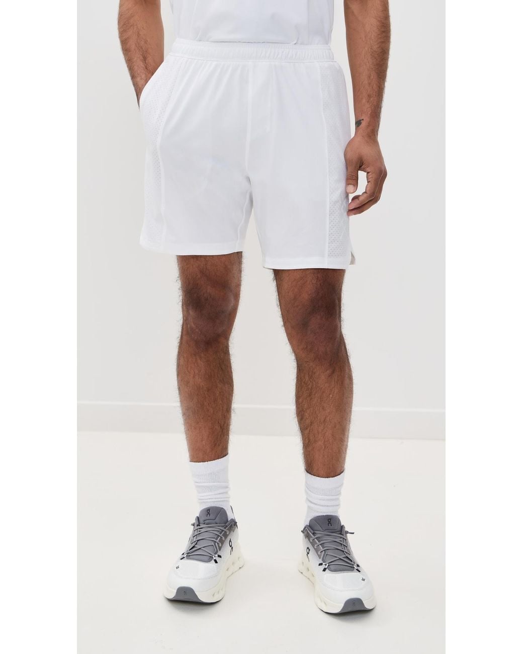 Rhone White Lined Backspin Shorts 7 for men