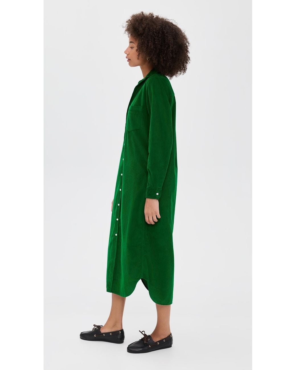 Frank & Eileen Corduroy Shirt Dress in Green | Lyst