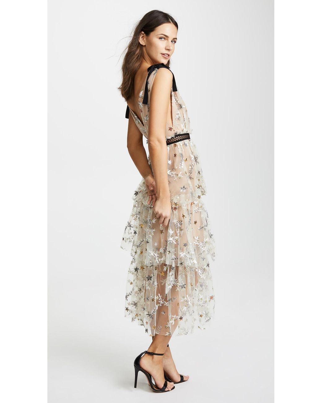 crepe midi dress Crepe Midi Dress With Handmade Flowers – Nazemi Bridal