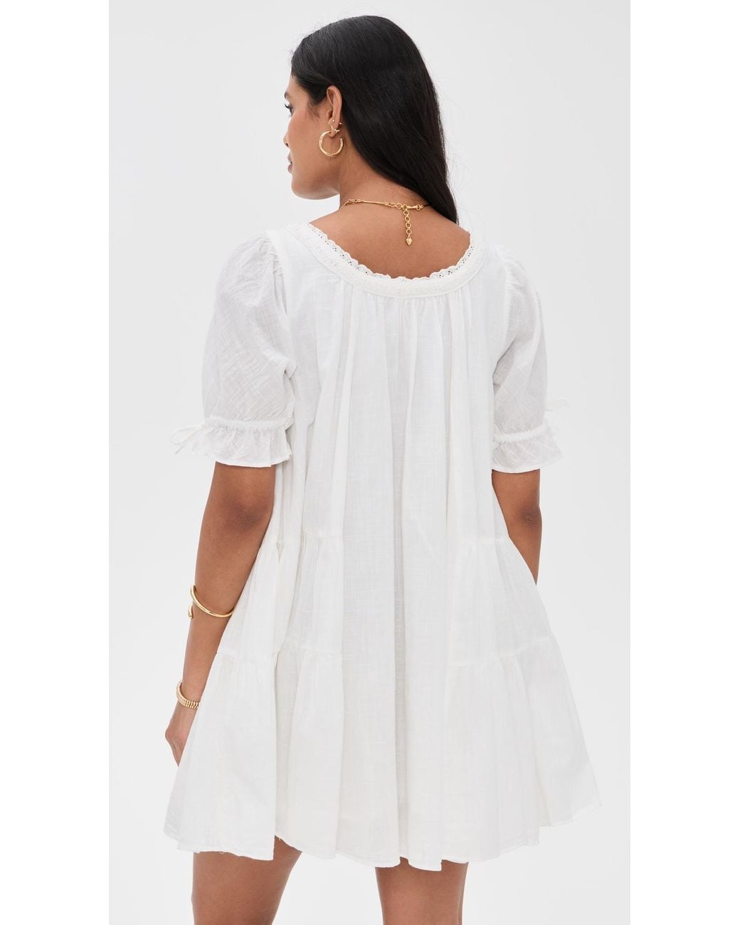 free people sandy shores babydoll mini dress in ivory Free People Sandy Shores Babydoll Dress in Ivory