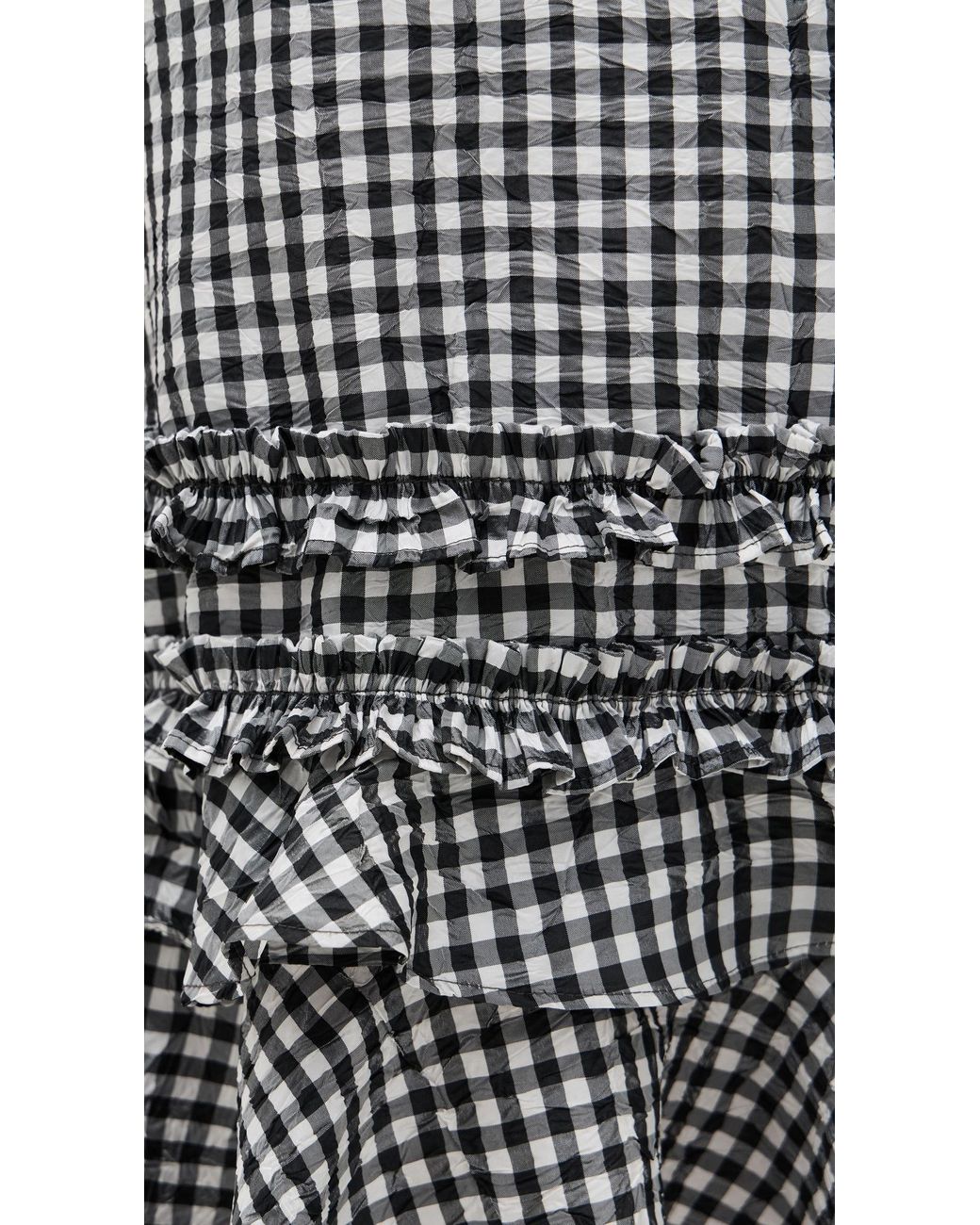 Ganni ■Crinkled Taffeta Check Open Back Mini Dress - Black Black Crinkled Check Mini Dress | GANNI CA