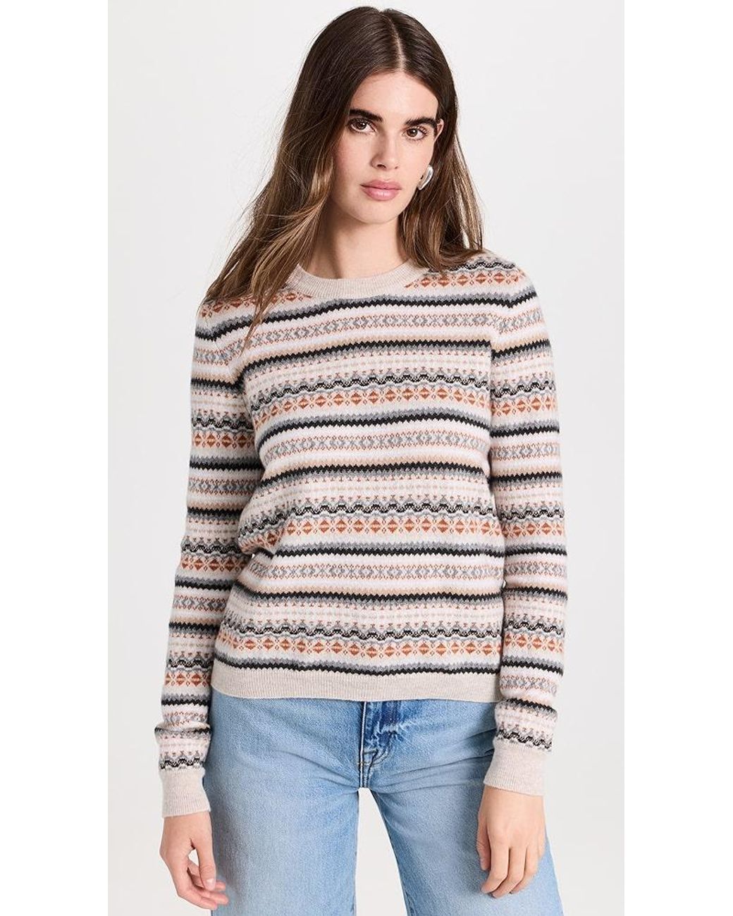 Autumn Cashmere Fair Isle Crew Cashmere Sweater | Lyst