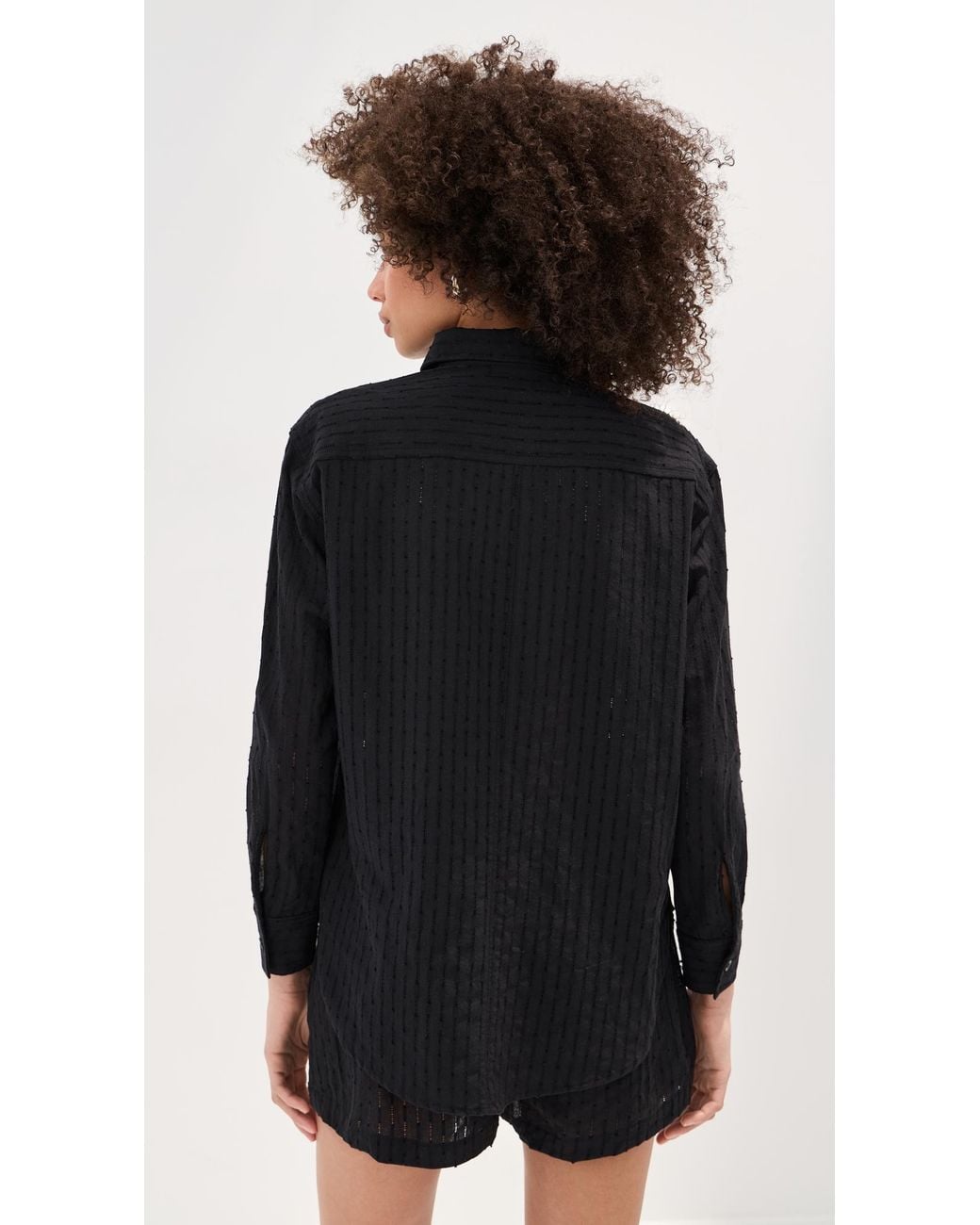 Le Bos Black Cecelia Eyelet Button Down