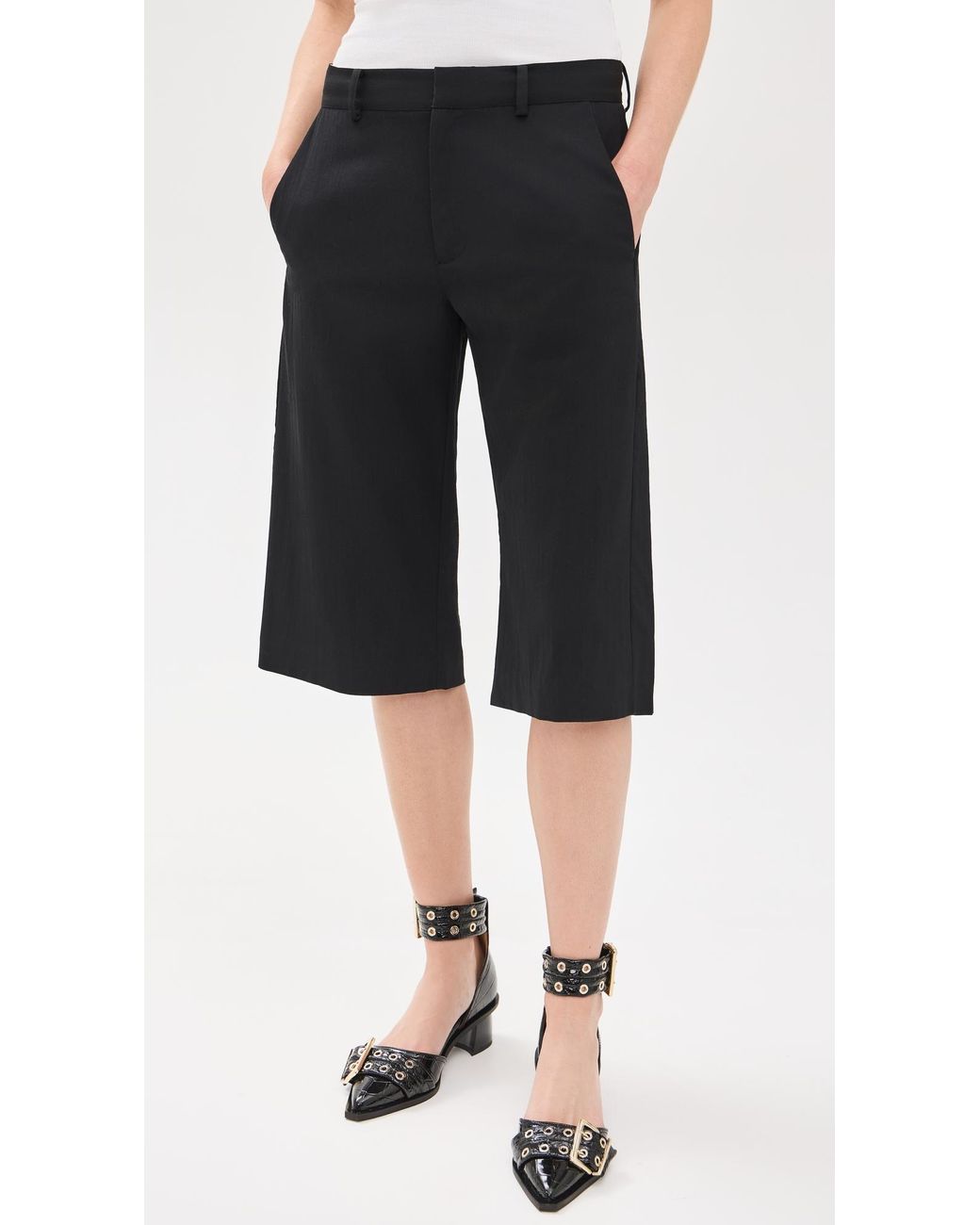 Ganni Chunky Buckle Open Cut Pumps in Black | Lyst