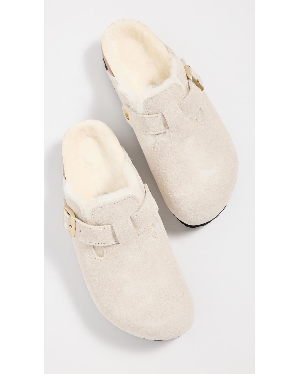 Birkenstock White Boston Shearling Clogs