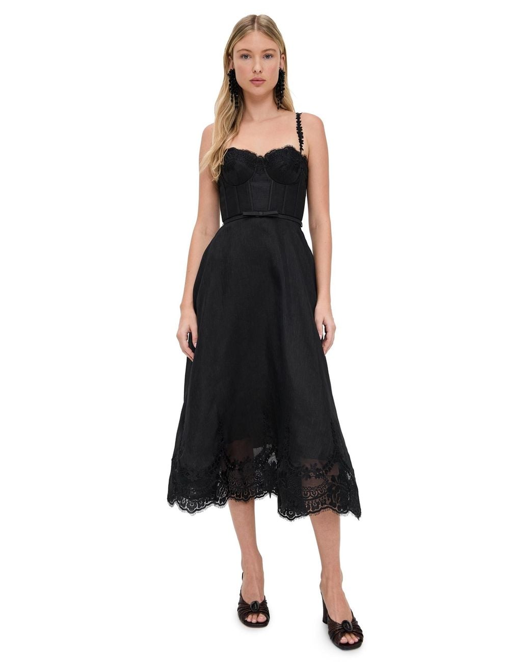 Zimmermann Hypnotic Lace Trim Picnic Dress in Black | Lyst