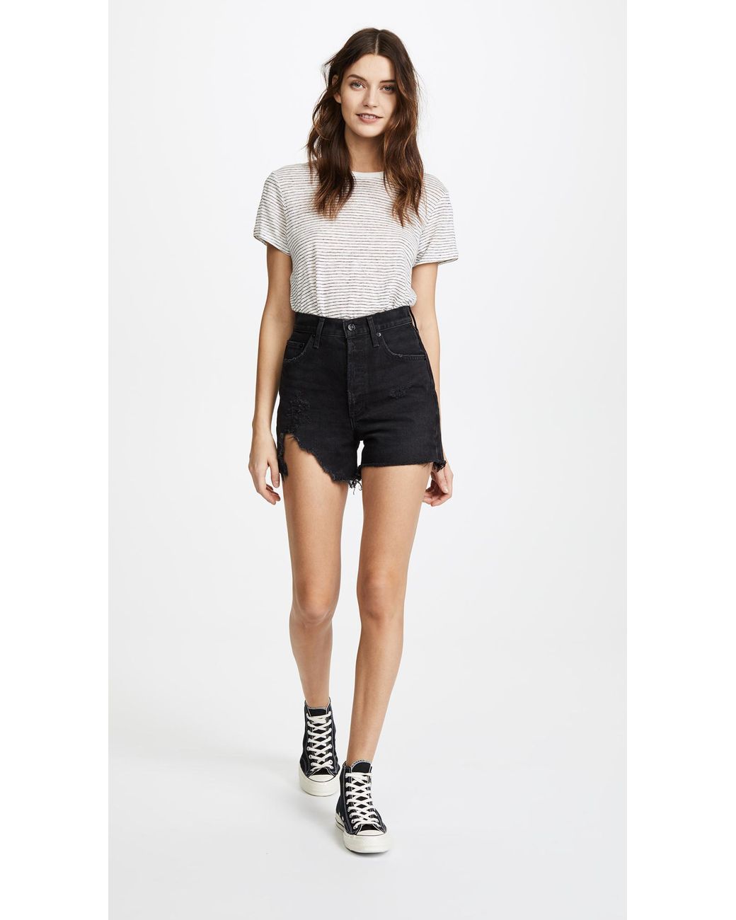 Agolde The Dee Ultra High Rise Shorts in Black | Lyst