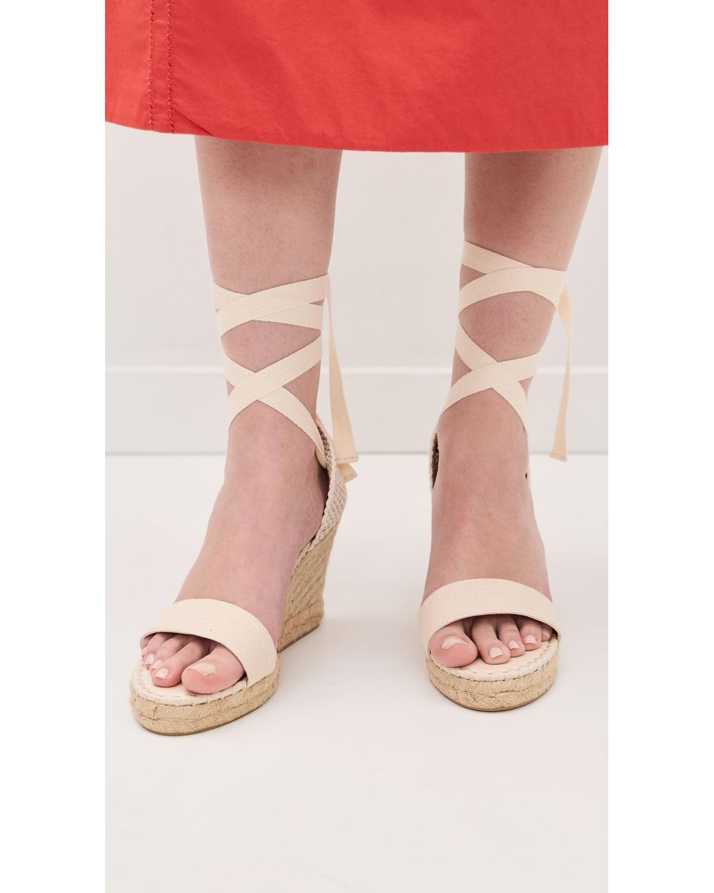 Soludos White Open Toe Marseille Wedge Espadrilles