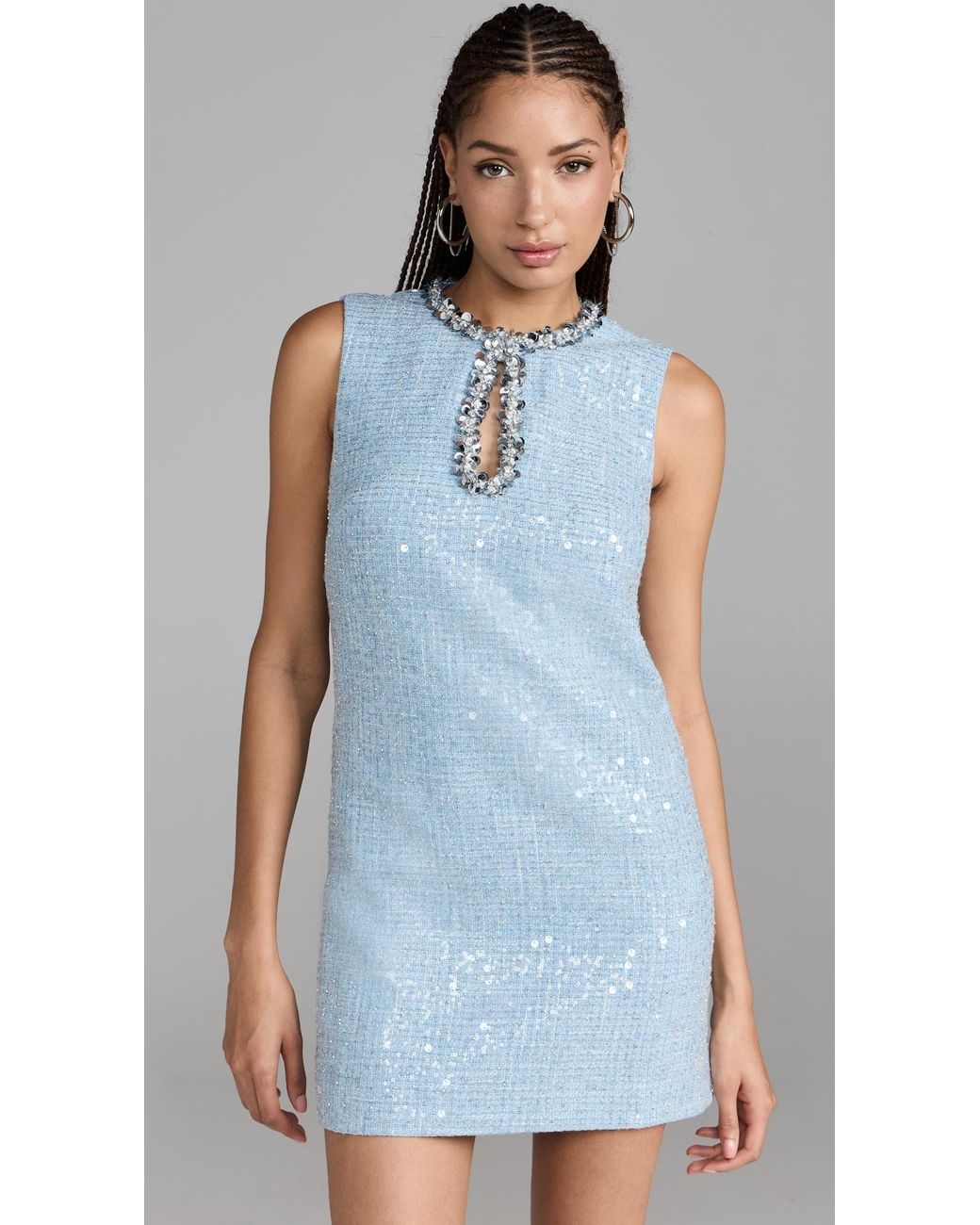 Self-Portrait Sequin Boucle Mini Dress in Blue | Lyst