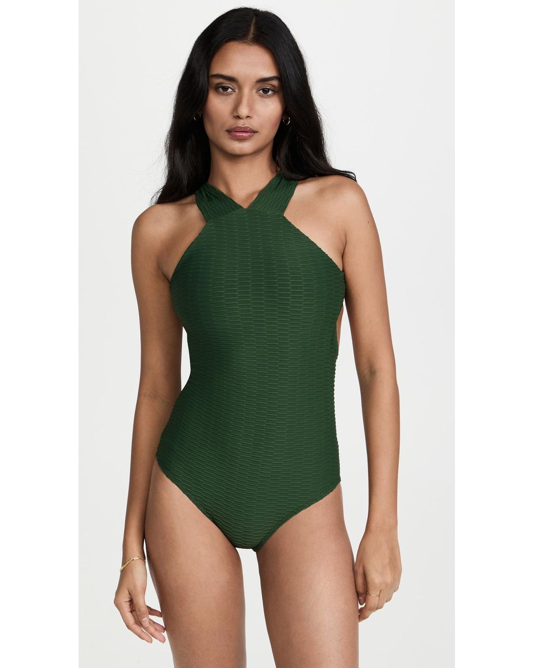 Shoshanna High Neck One Piece in Green Lyst