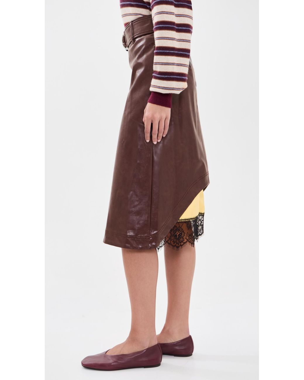 MSGM Red Leather Skirt