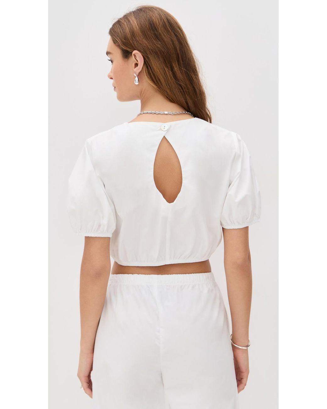 Le Bos White Lillian Cropped Blouse