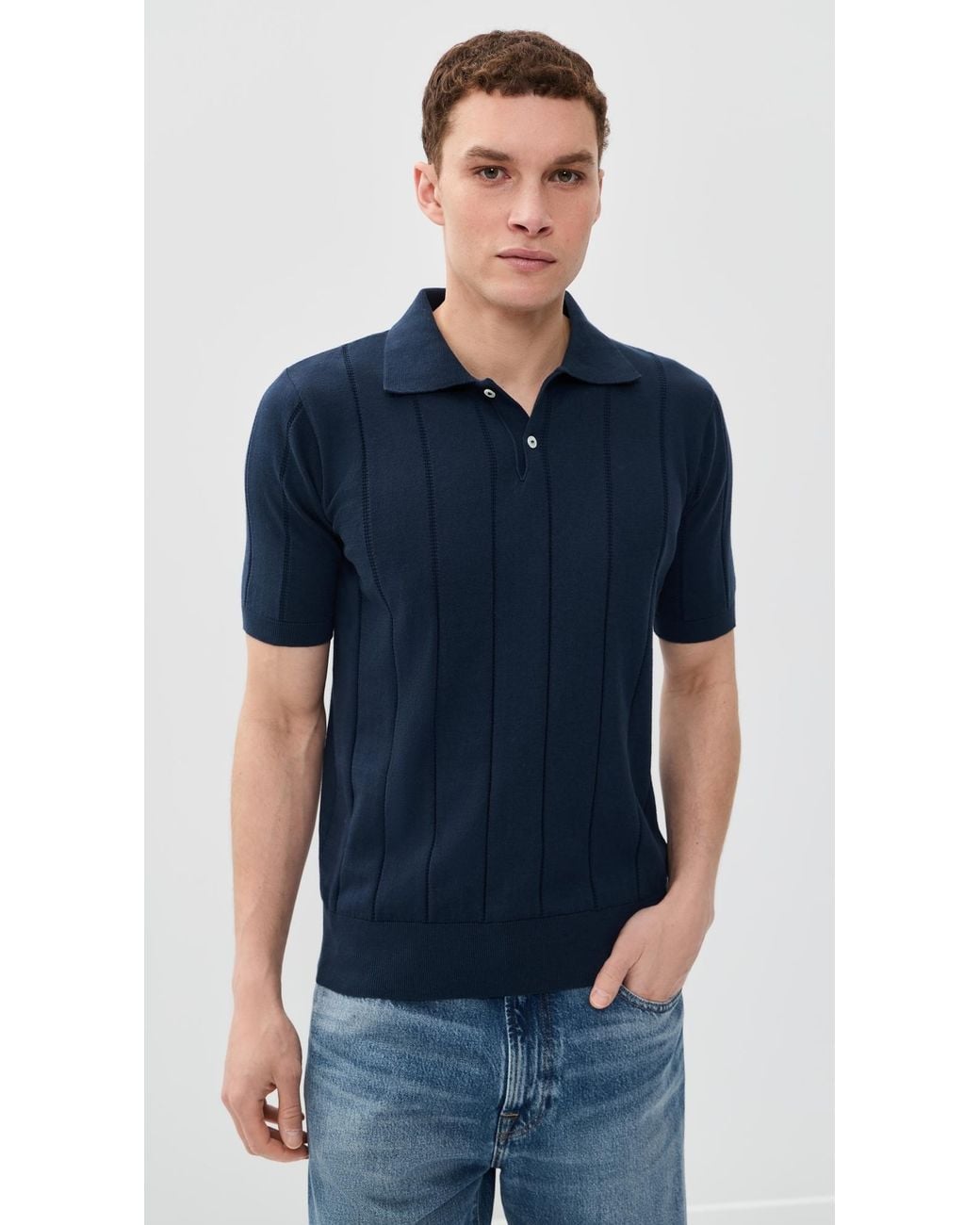 Far Afield Blue Jacobs Knitted Polo for men