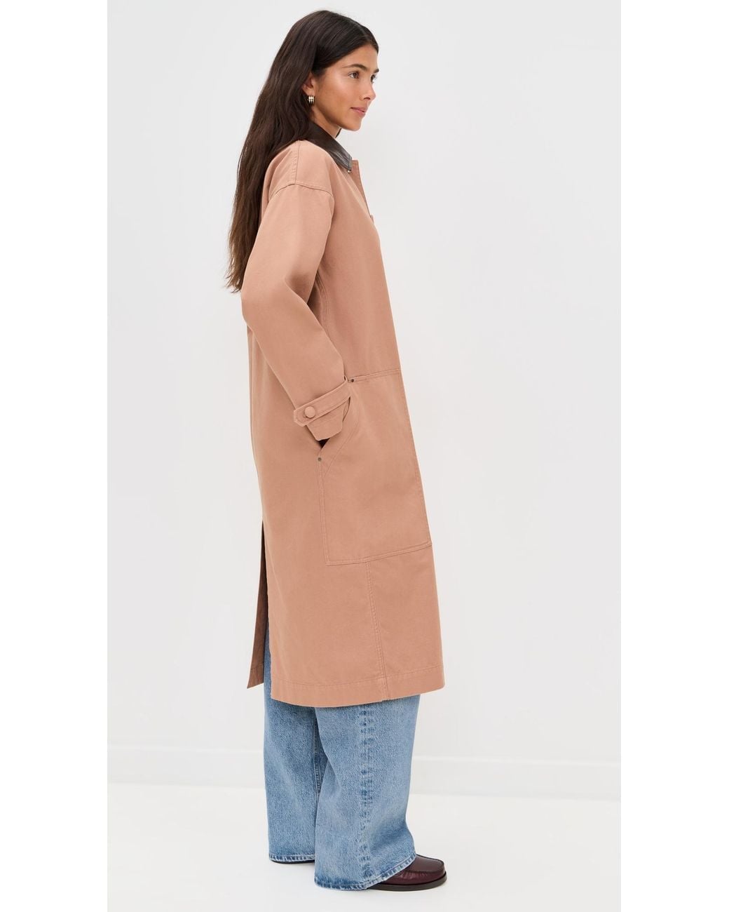 Le Bos Blue Karla Long Oversized Utility Barn Jacket