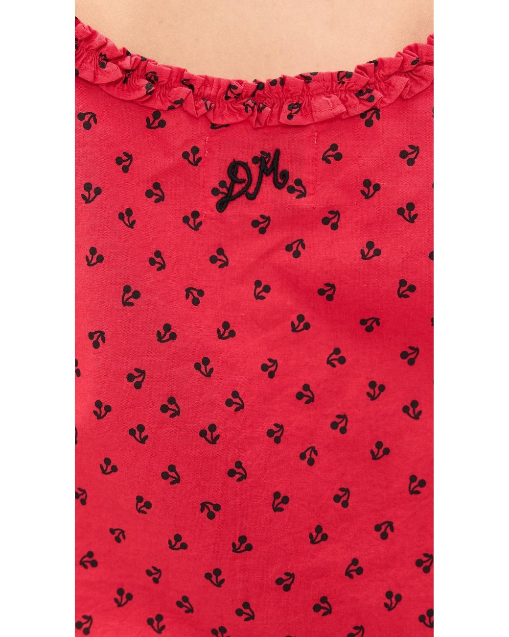 Red Neck Ruffles Damson Madder Mafalda Ruffle Neck Top in Red | Lyst