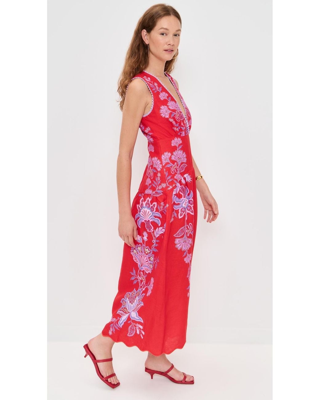 FARM Rio Midi Dres in Red | Lyst