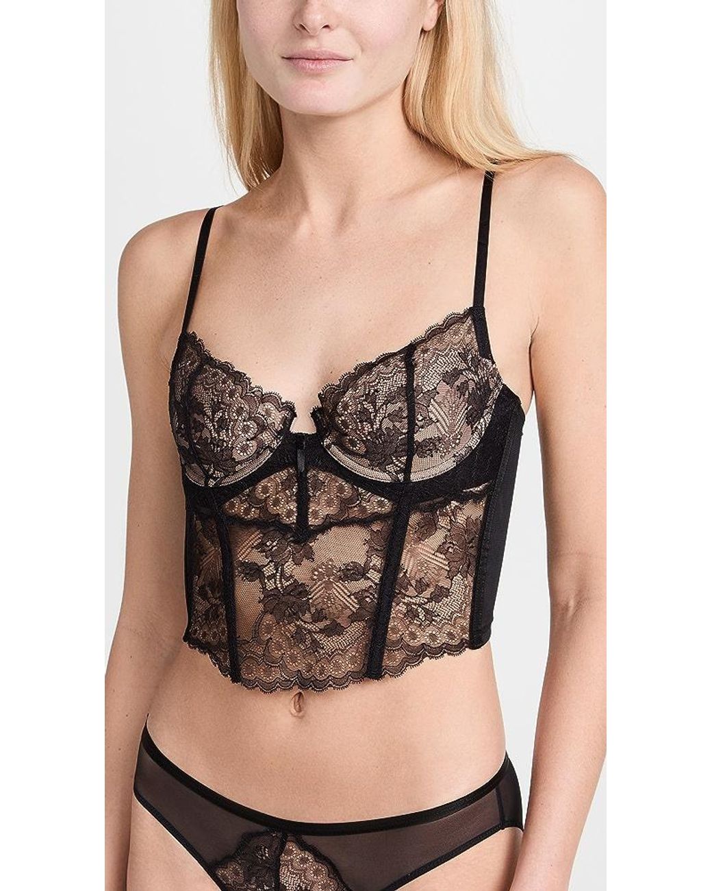 Natori Josie Couture Chantilly Lace Bust in Black