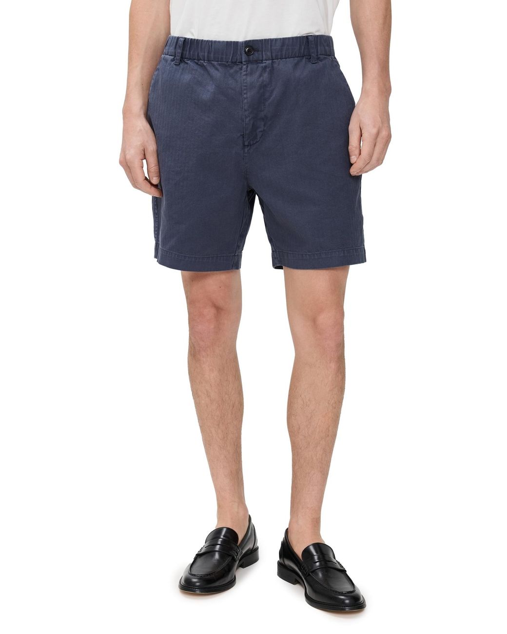 Alex Mill Blue Herringbone Pull On Shorts 7 for men