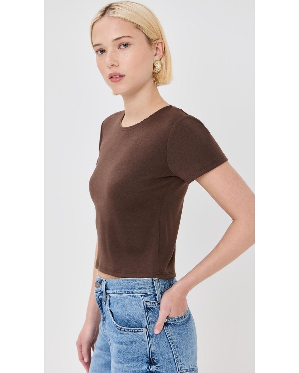 Le Bos Black Eloise Solid Crop Tee