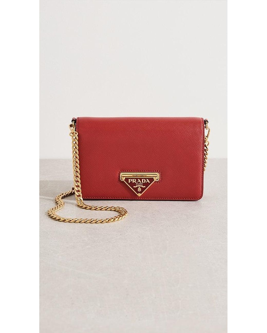 Prada Cowhide Chain Crossbody Bag Blue in Leather with Gold-tone - US