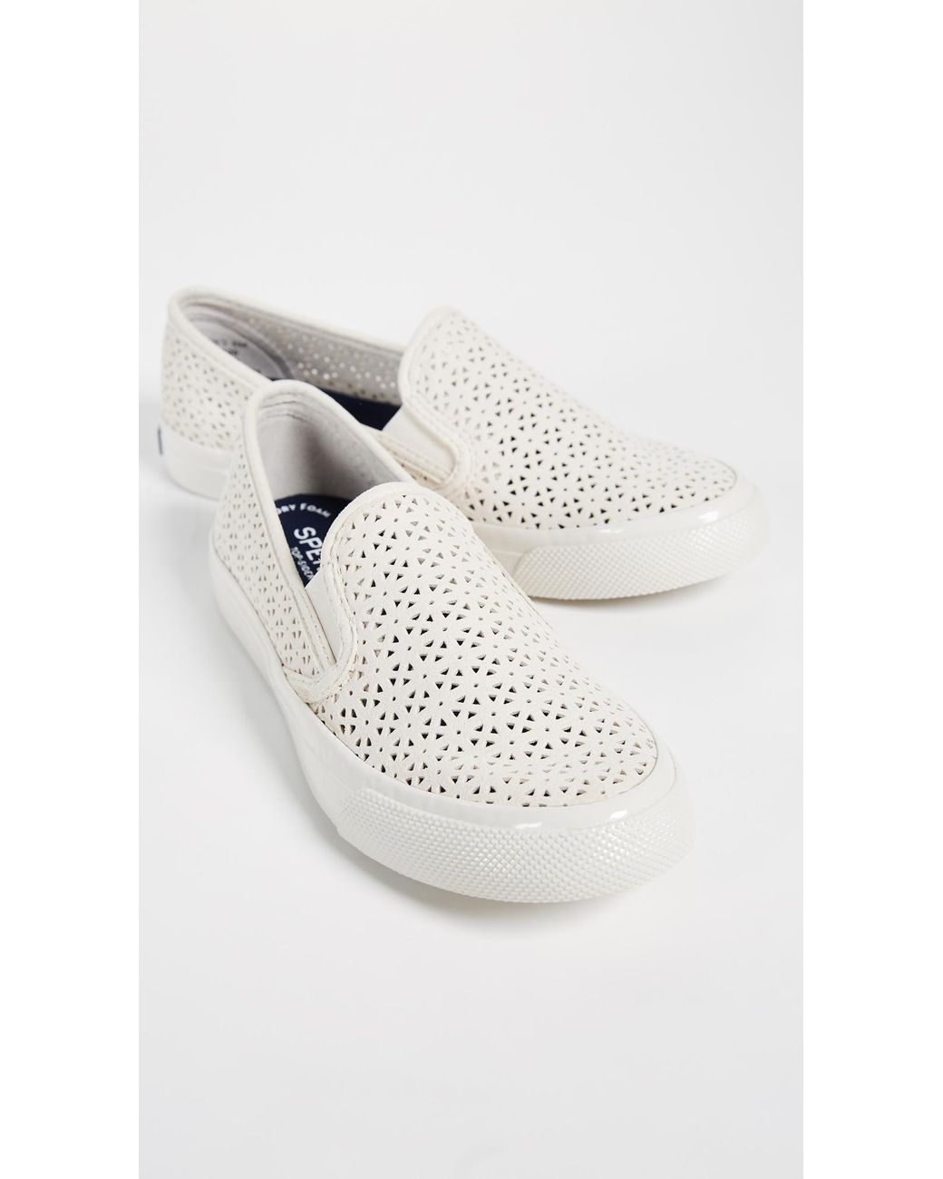 Sperry Women's Seaside Nautical Perforated Slip-On Sneaker Ivory Pick a Size 