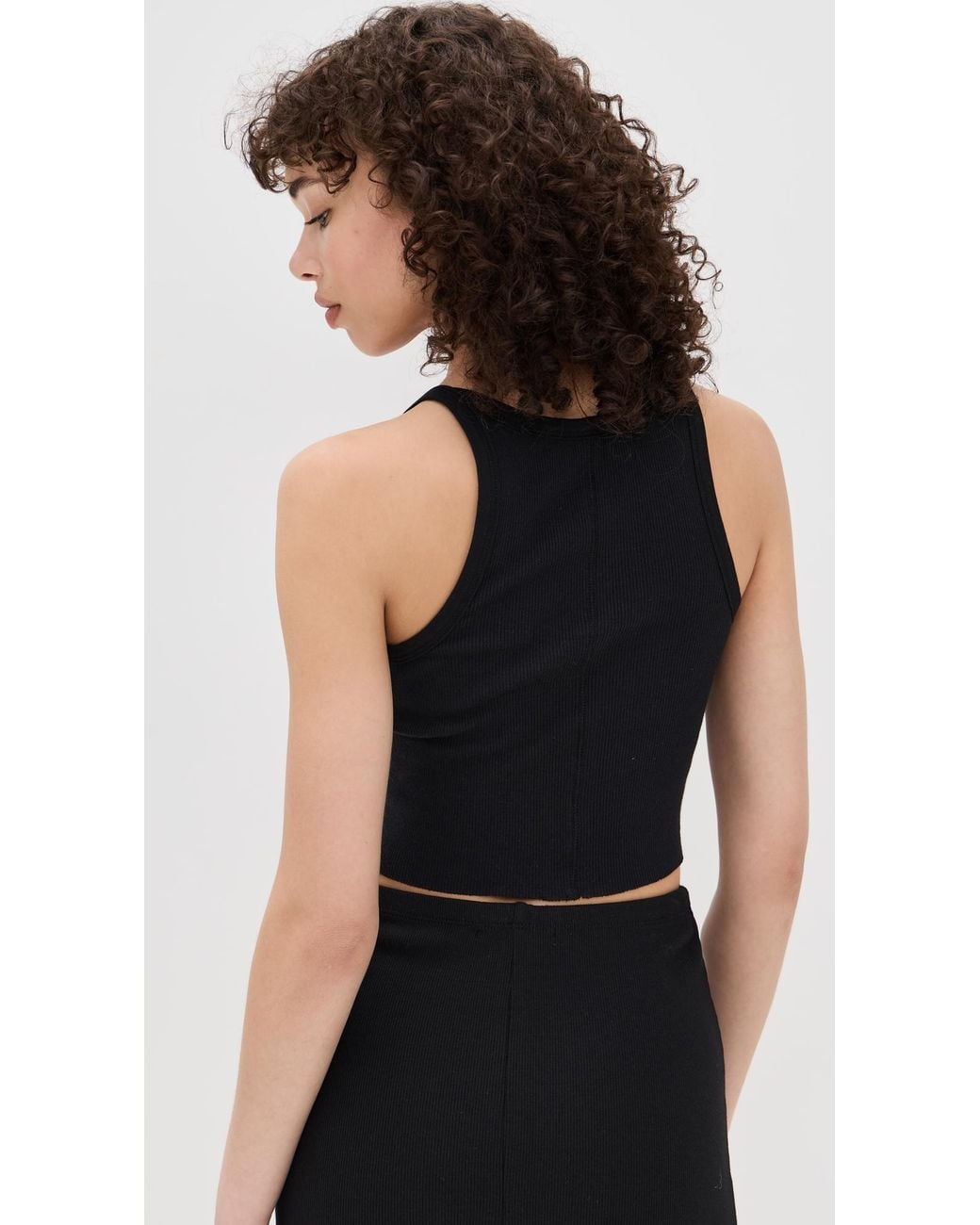 ÉTERNE Black Cropped Rib Tank