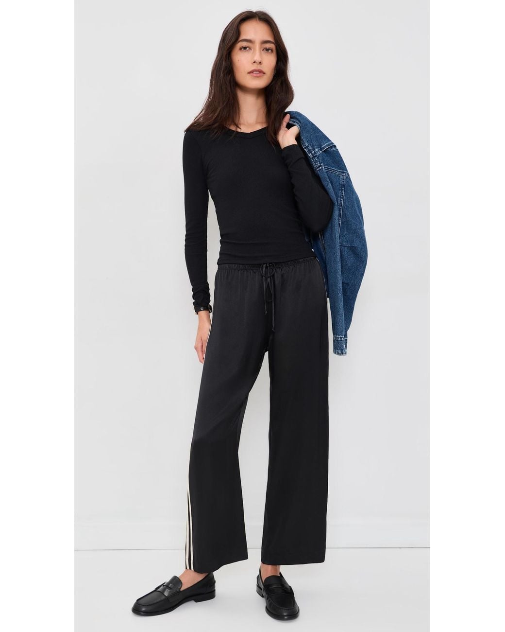 PERFECTWHITETEE Black Bianca Micro Modal V Neck Tee