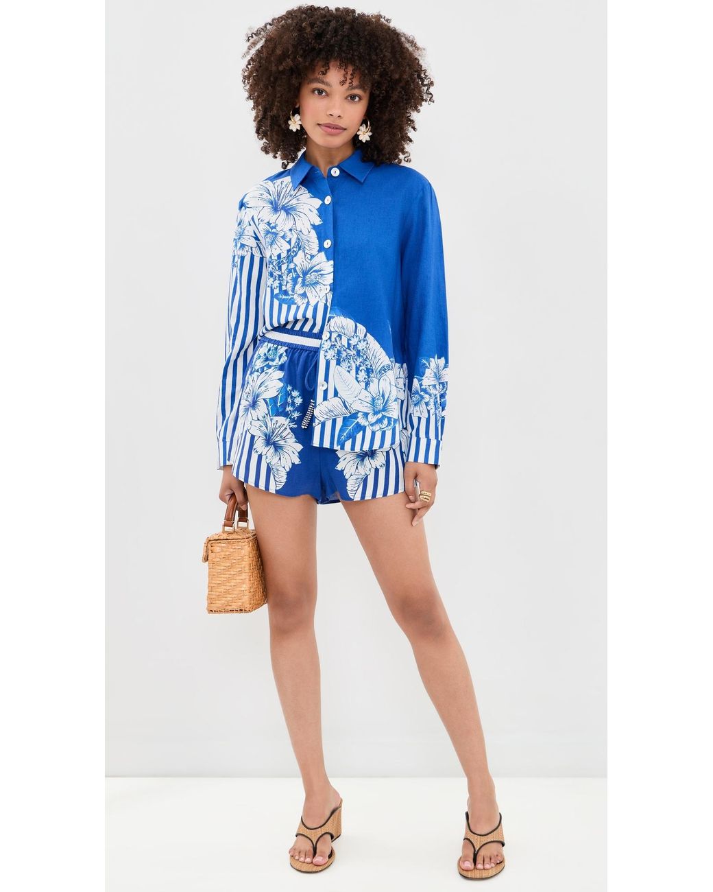 Farm Rio Blue Stripe Button Down