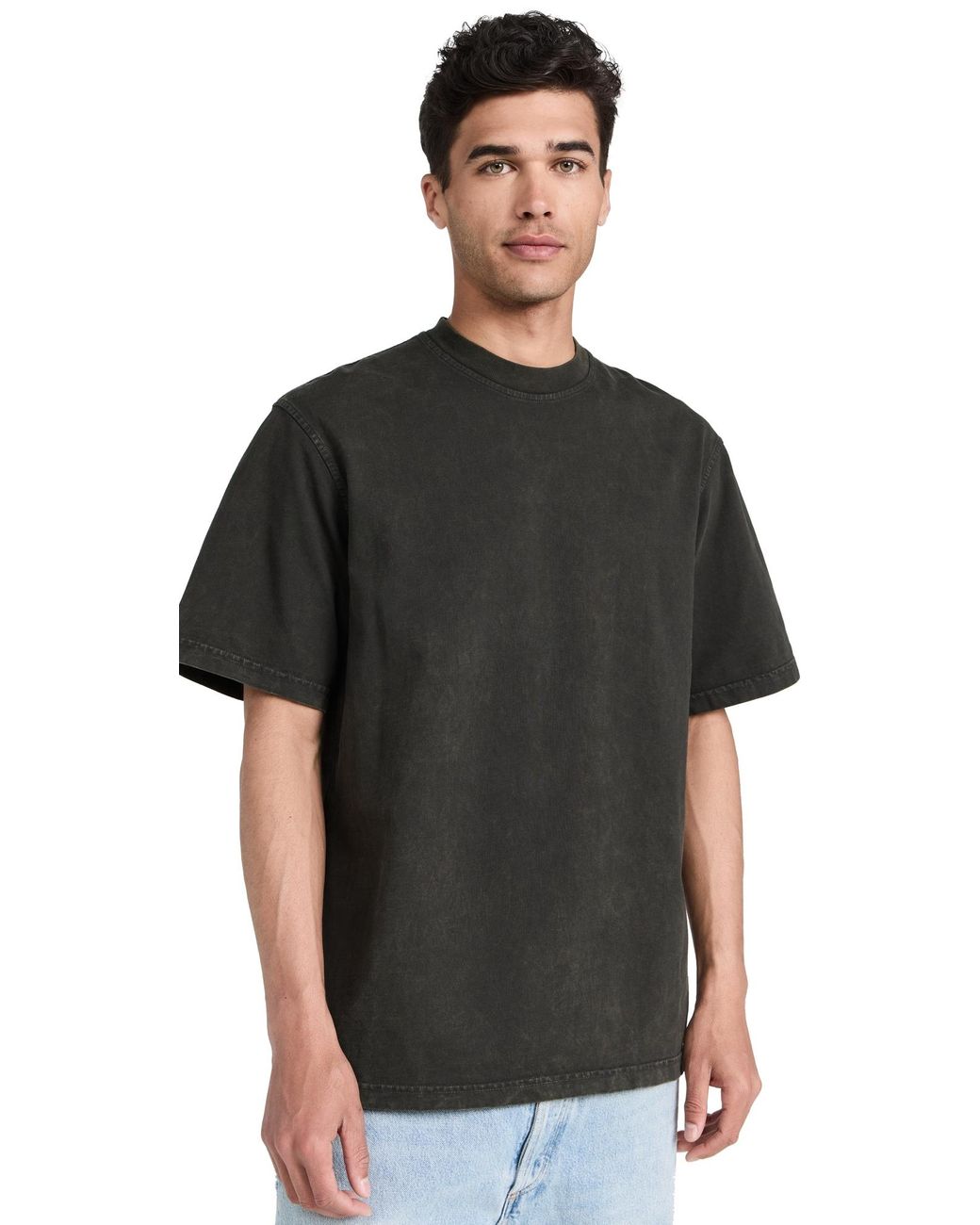 Agolde Black Asha Mock Neck Tee for men