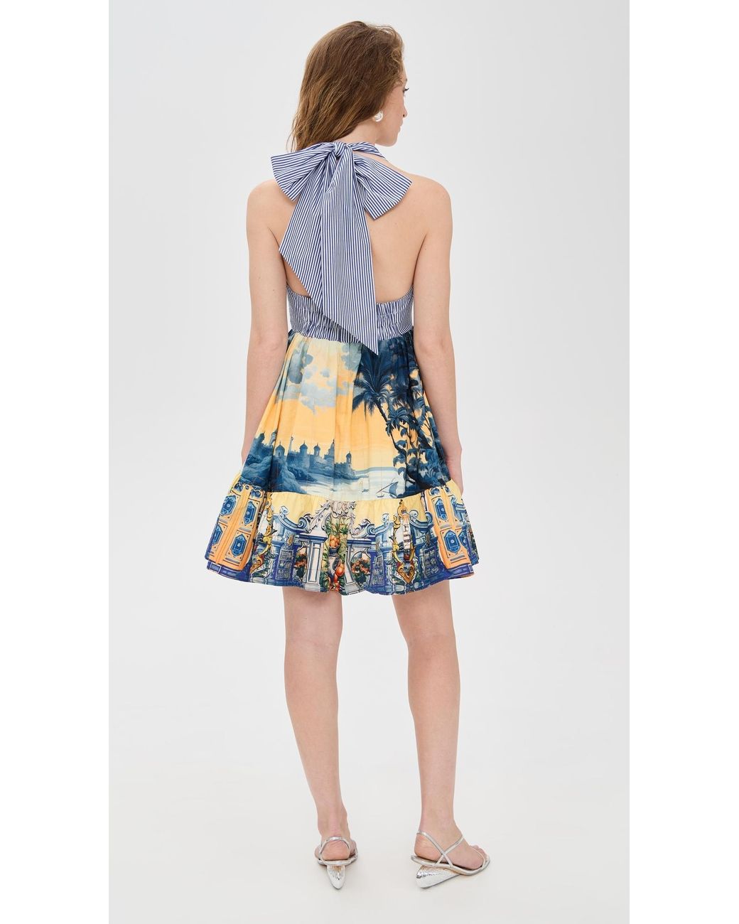 CAMILLA Ruffle Hem Halter Mini Dress in Blue | Lyst