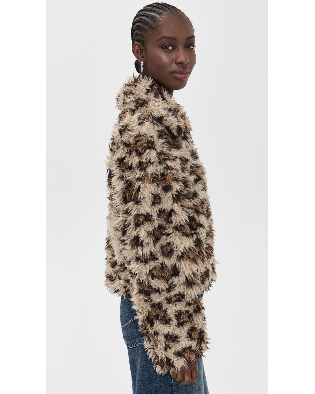 MSGM Natural Leopard Sherpa Bomber Jacket