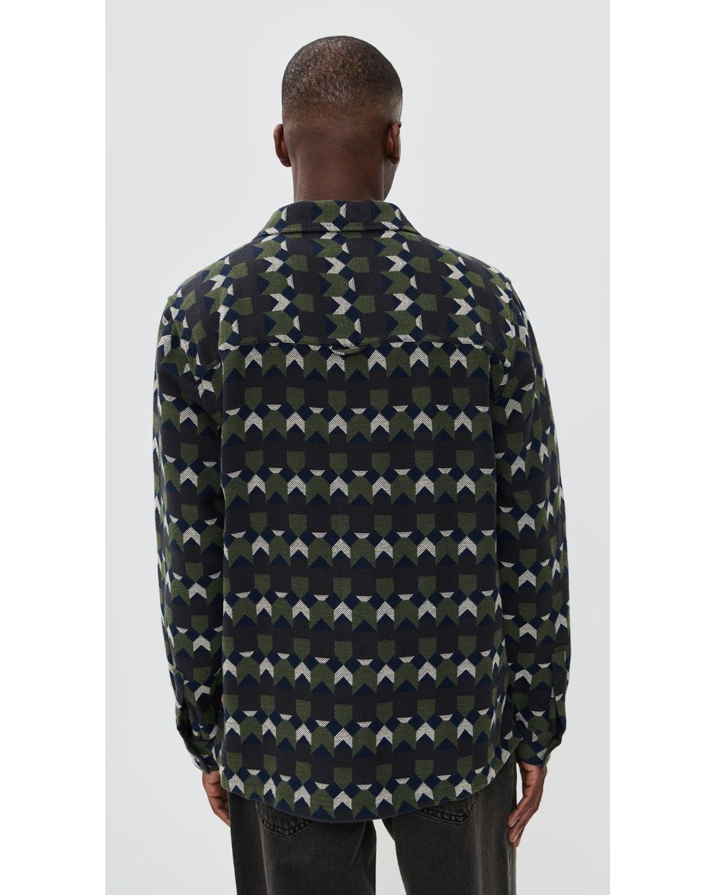 Far Afield Black Hiro Arrows Overshirt Jacket for men