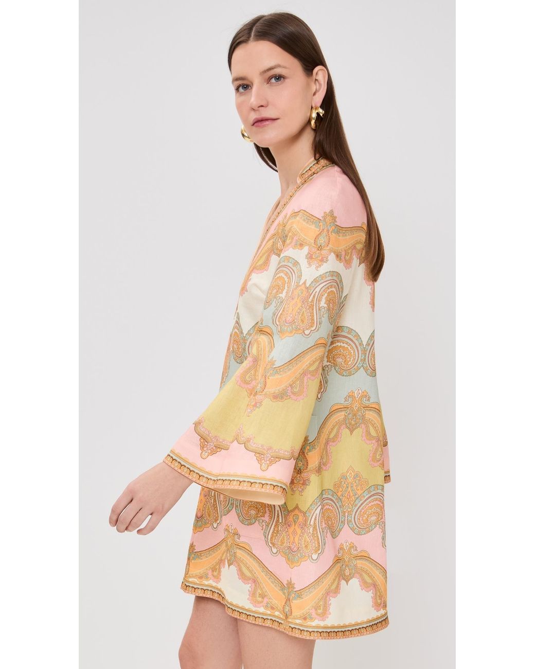ワンピース ZIMMERMANN MAXINE PRINTED LINEN MINI DRESS Zimmermann Maxine Printed Linen Mini Dress in Natural | Lyst