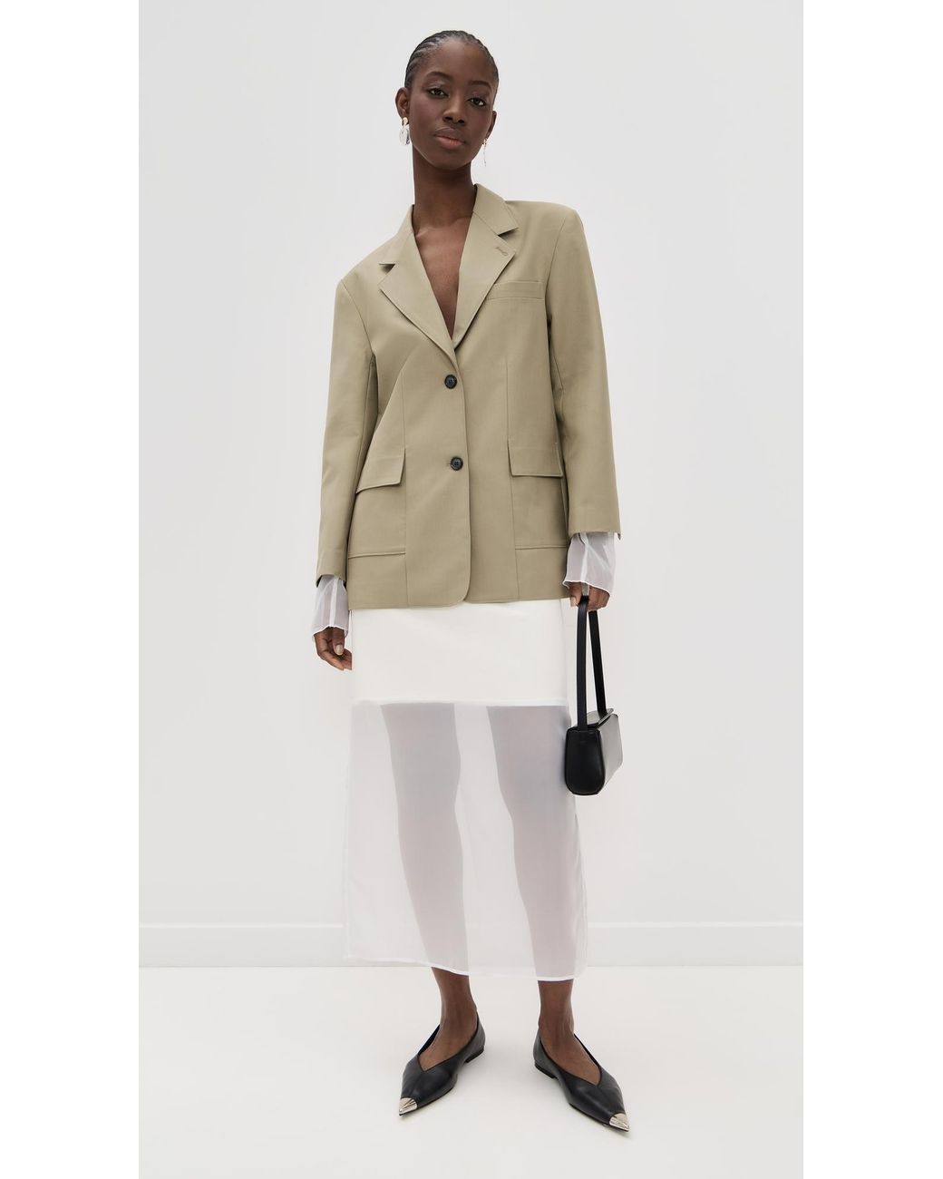 Simonett Natural Structured Sheer Cuff Blazer