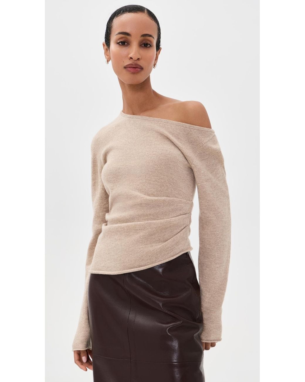 Helmut Lang Black Draped Wool Top