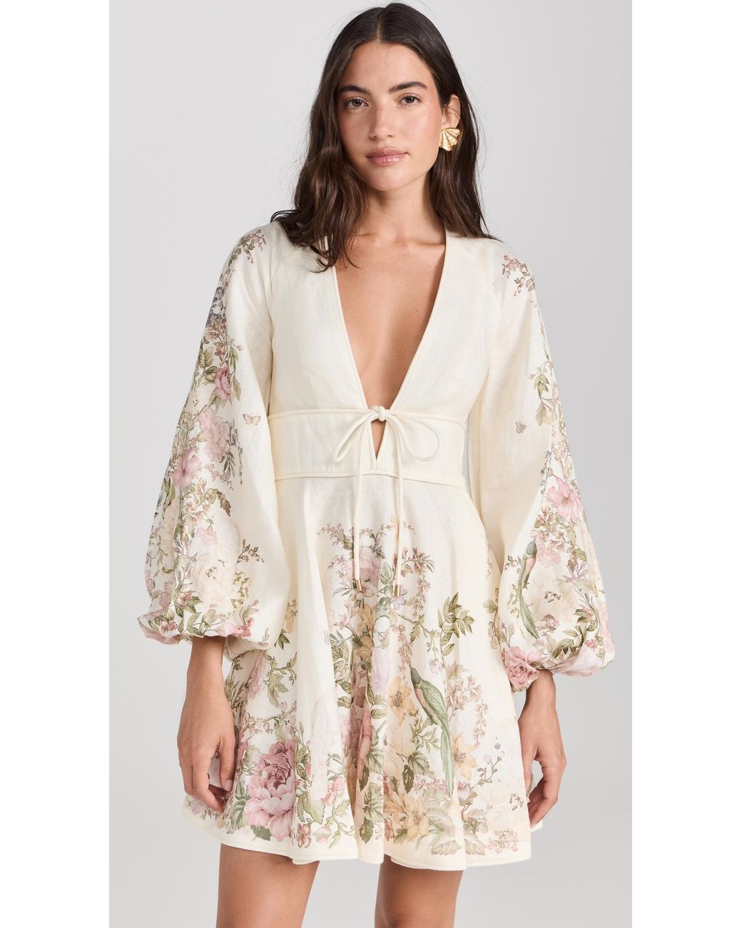 【Zimmermann】WAVERLY PLUNGE MINI DRESS プランジ ミニ zimmermann-Cream-Floral-