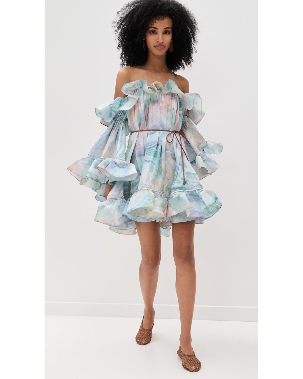 navy blue dress for baby girl Zimmermann ILLUSTRATION FLOUNCE MINI - 1047DF241TEABLA main image 0