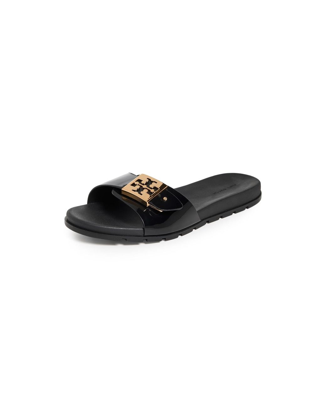 Tory Burch Black Buckle Slides