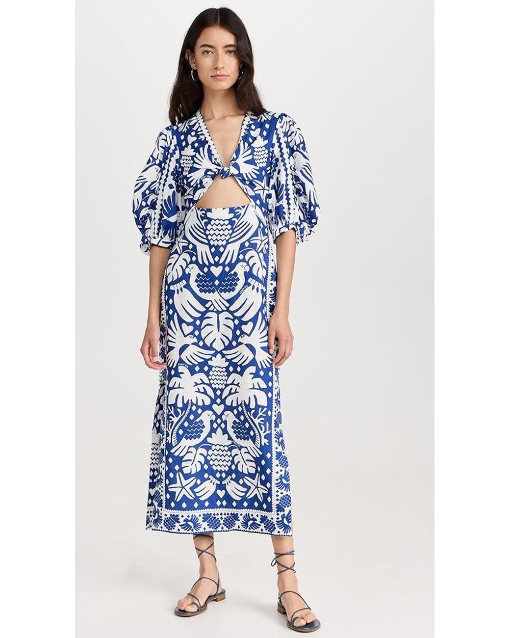 chinese dress ladies Navy Blue Night Jungle Strapless Blouse – FARM Rio main image 0