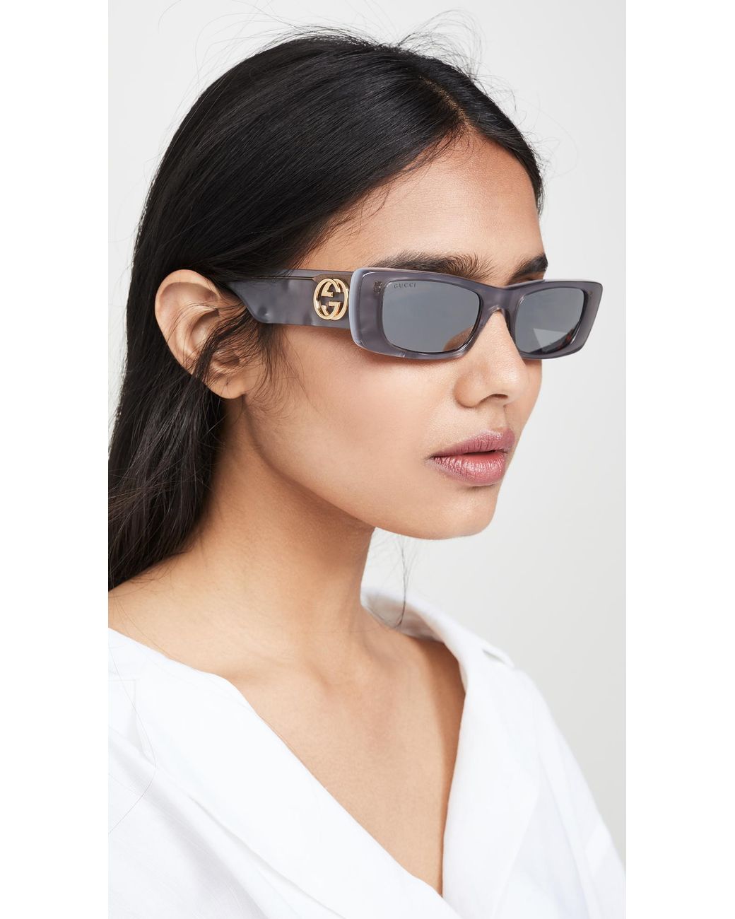 Gucci Double G polka-dot rectangular sunglasses | MILANSTYLE.COM