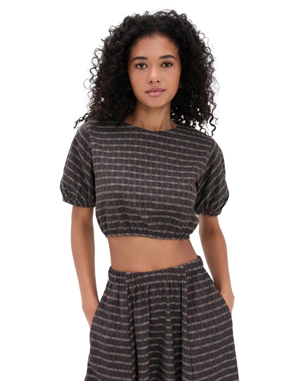 Le Bos Black Lillian Cropped Blouse