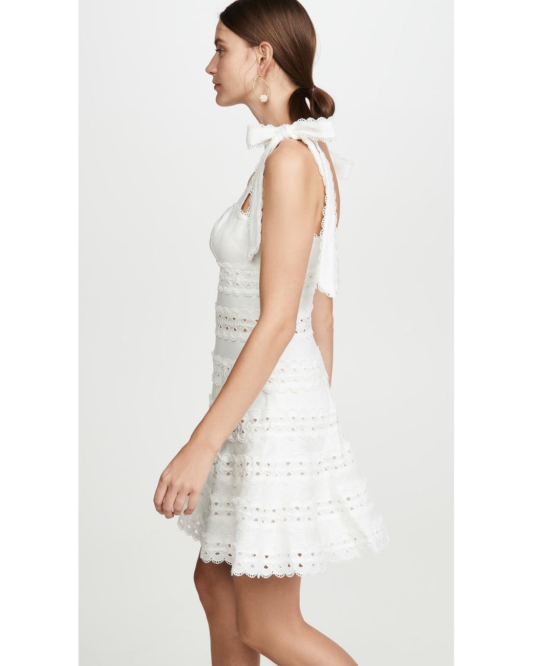 Zimmermann Kirra Tie Shoulder Mini Dress in White | Lyst Canada