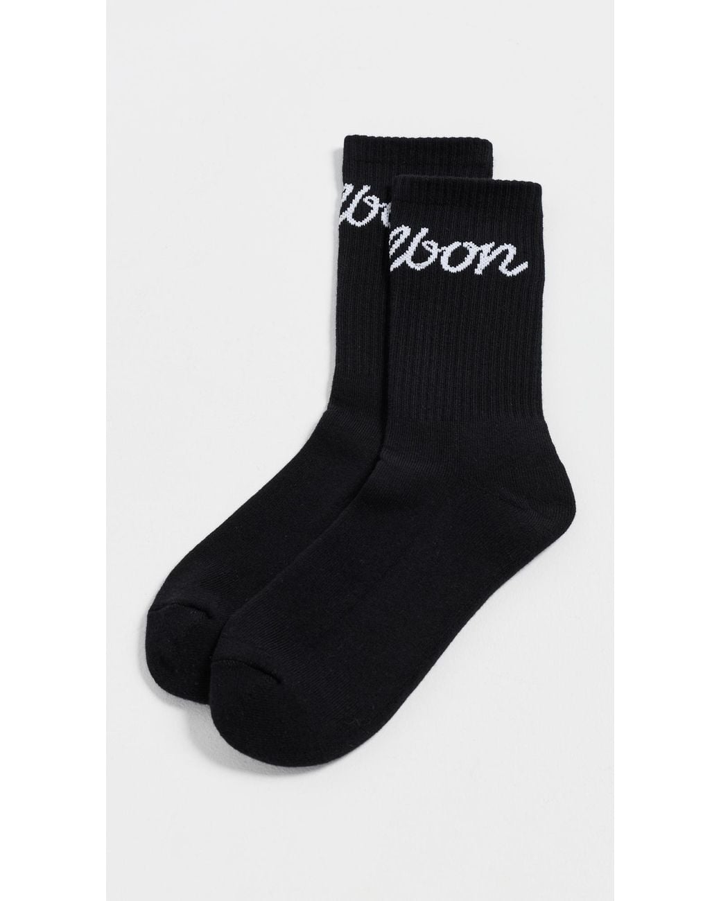 Malbon Black Bon Script Crew Socks for men
