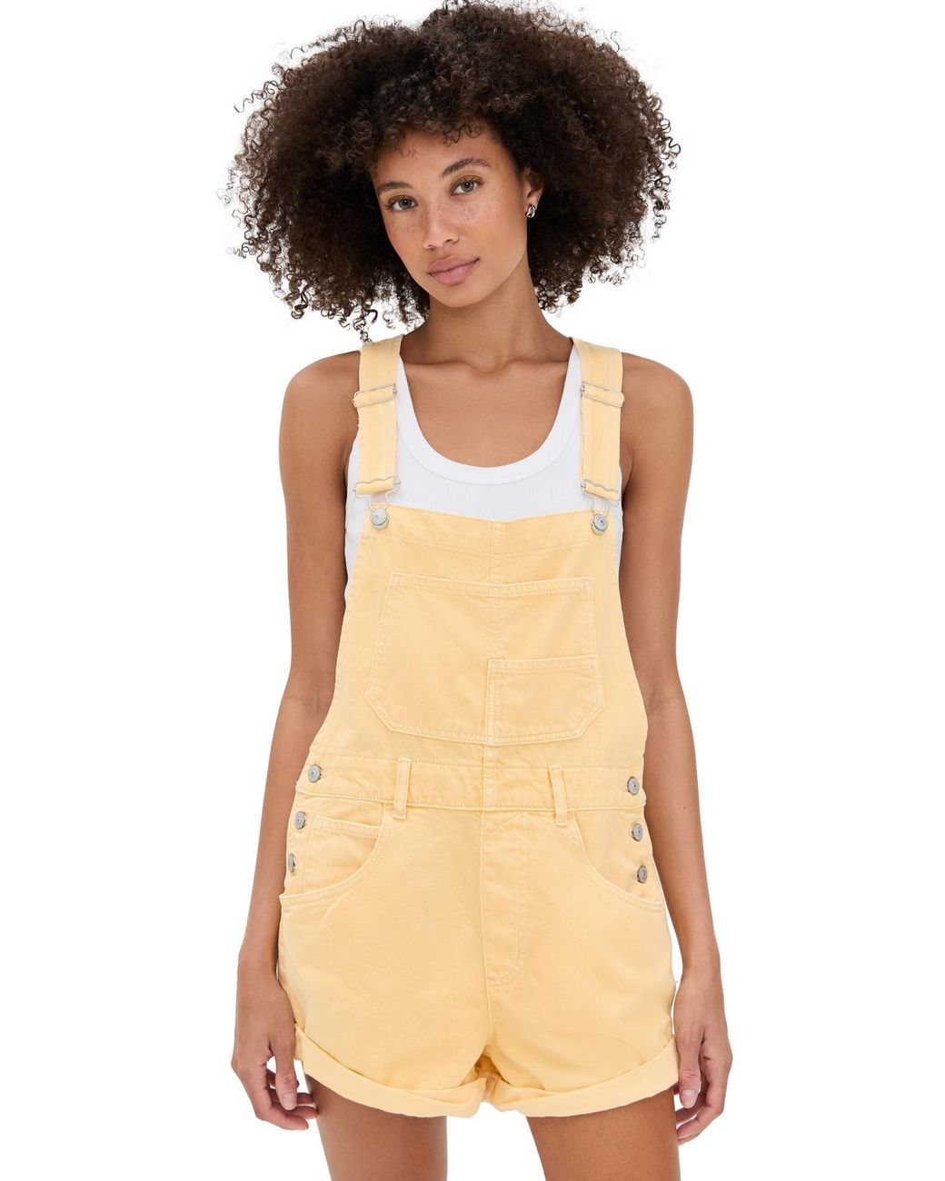 Free People Ziggy Shortalls in Natural | Lyst