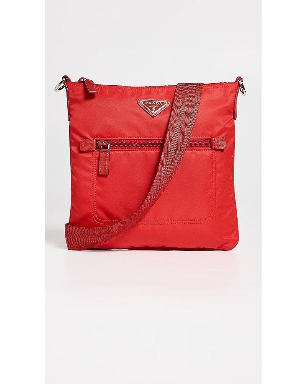 What Goes Around Comes Around Prada Red Nylon Flat Messenger Bag Lyst