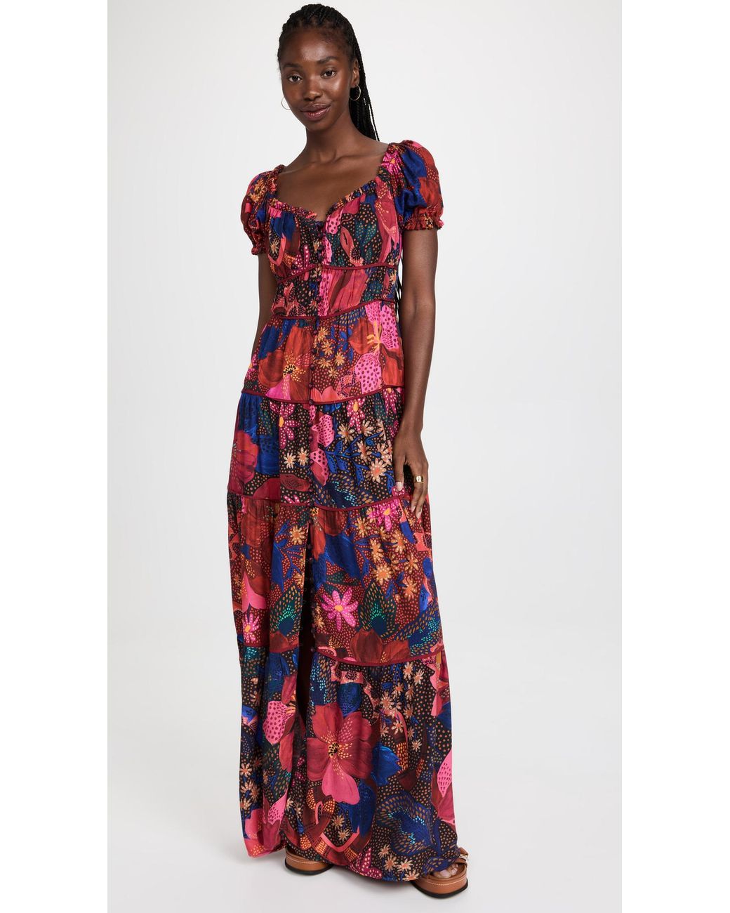 FARM Rio Mixed Snake Garden Maxi Dress in Red | Lyst