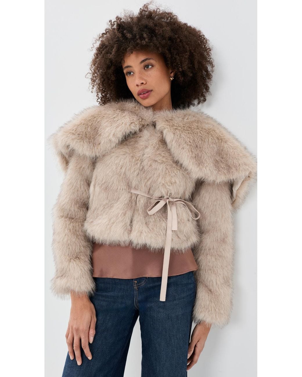House Of Sunny Gaia Faux Fur Jacket in Blue | Lyst