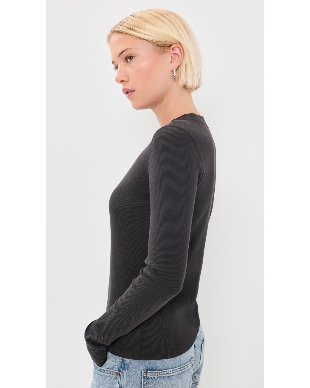 AMO Black Calla Henley Tee